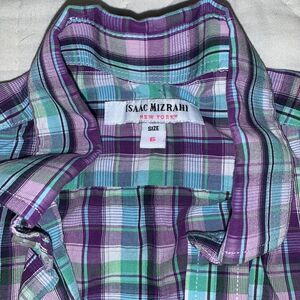 Isaac Mizrahi | Boys Purple Blue Plaid Button Down Dress Shirt Size 6